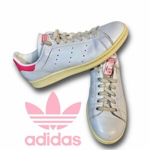 Adidas White and Pink Classic Sneakers